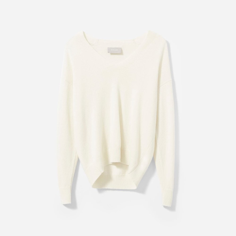 Everlane Cashmere Oversized V-Neck, Ivory